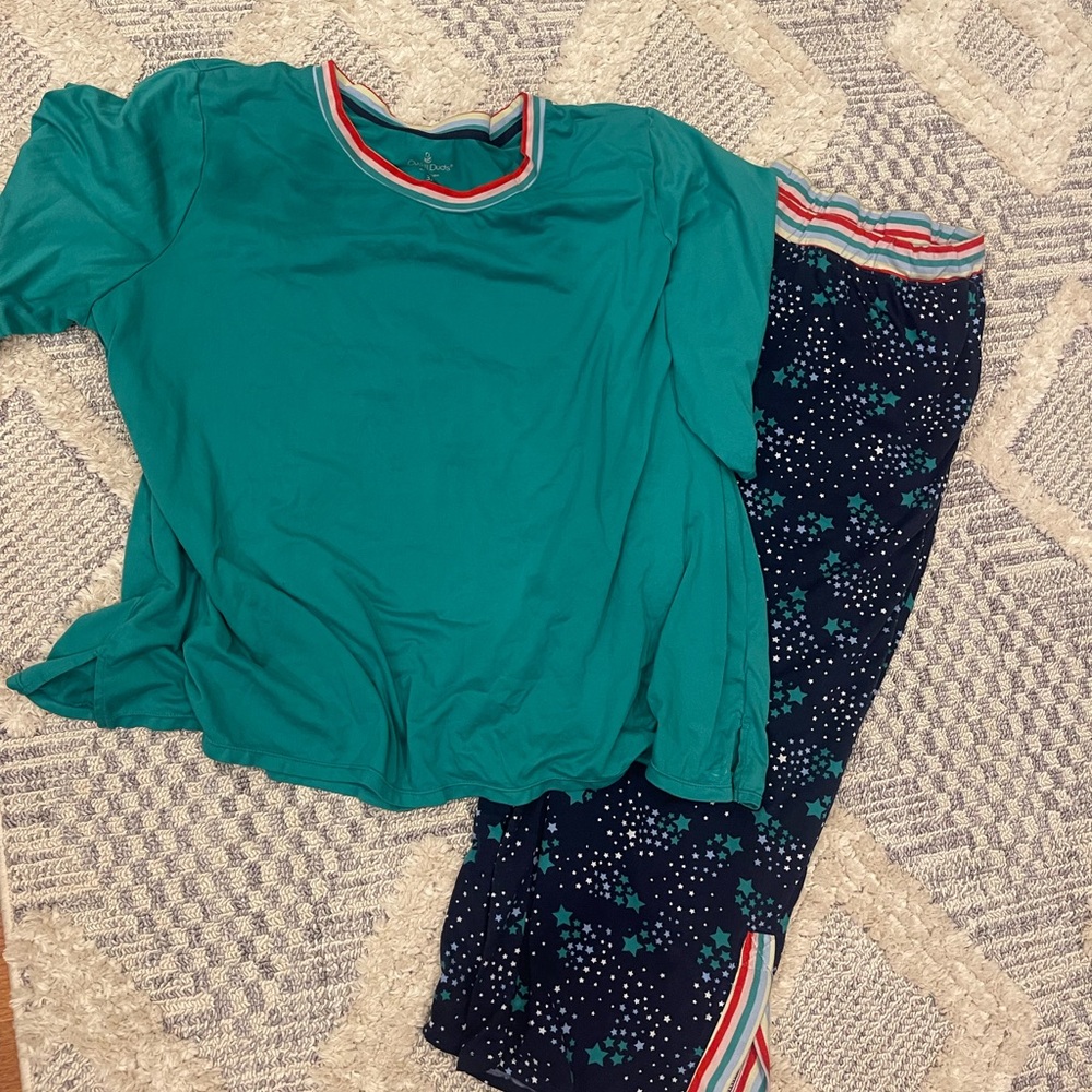 Cuddl Duds Women's Lounge Pajamas 2-Piece Set Size 3X Rainbow Star